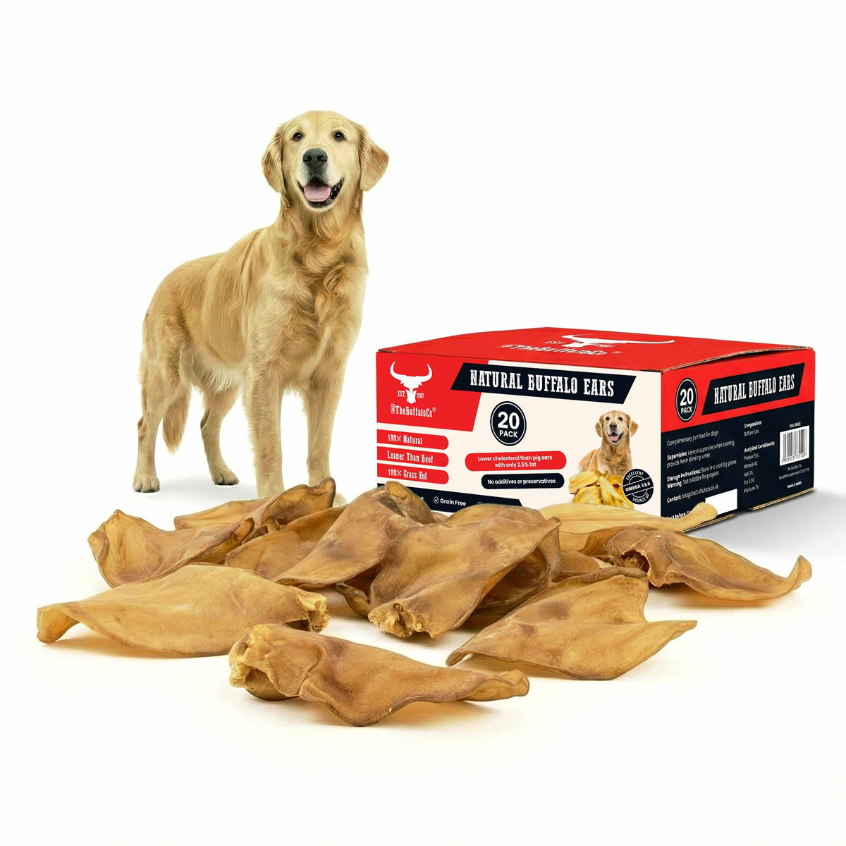 Buffalo Ears - Dog Treats - 20 Ears Box